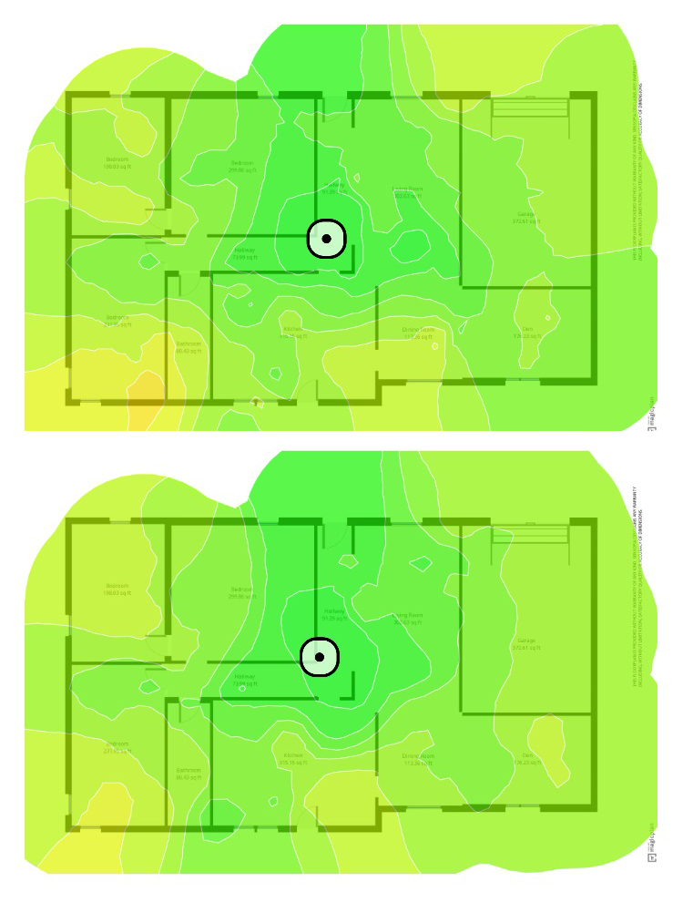 Netgear AX1800 Wi-Fi 6 Mesh Extender (EAX15) Mappa termica dell'intensità del segnale