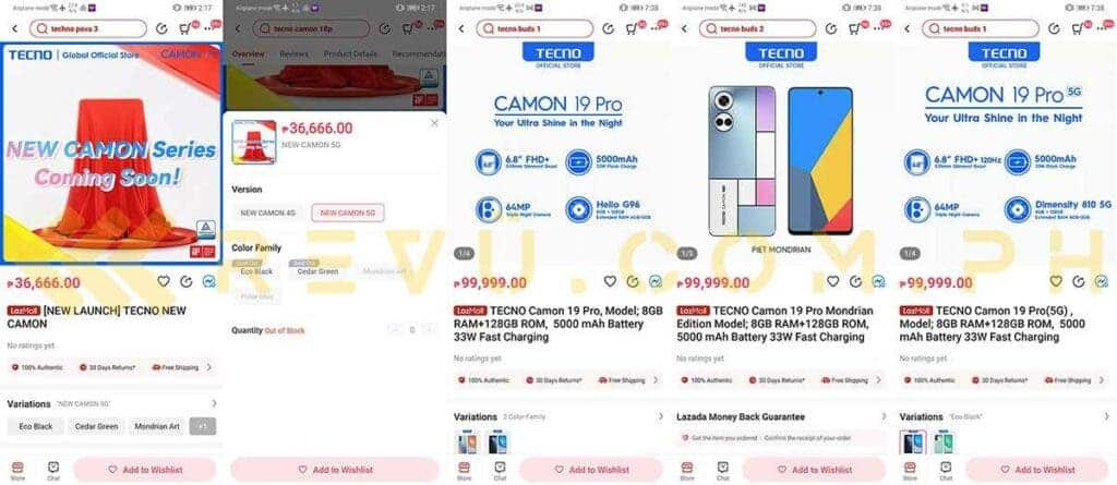 Techno Camon Serie 19 Lazada Filippine